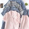 Summer Ladies Cotton Pajamas Women Gauze Plaid Thin Couple Home Clothe A